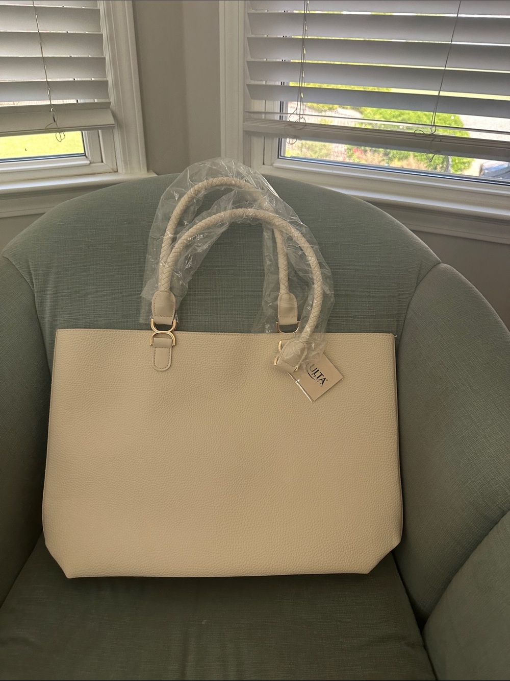 Ulta Beauty Cream Satchel Tote with Double Handles
